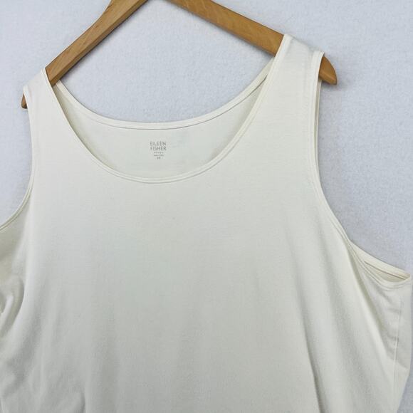 EILEEN FISHER Tank Top 2X Plus Organic Cotton Stretch Jersey Off White USA - Picture 6 of 14